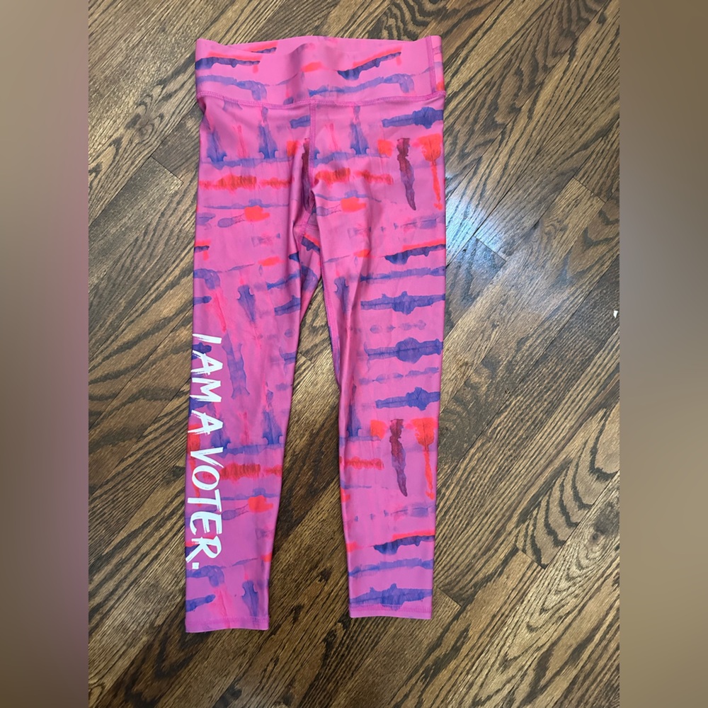 Terez X I am a Voter Duoknit Pink Print Leggings size small